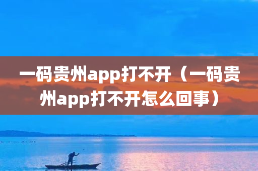 一码贵州app打不开（一码贵州app打不开怎么回事）