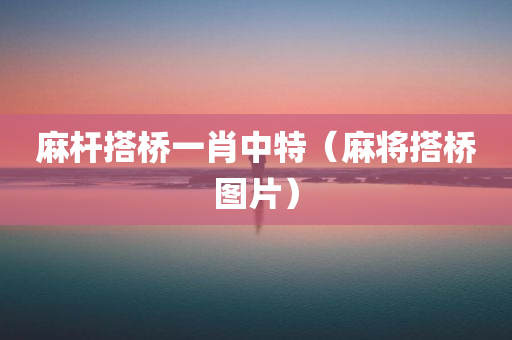 麻杆搭桥一肖中特（麻将搭桥图片）