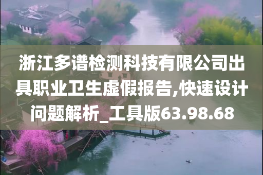 浙江多谱检测科技有限公司出具职业卫生虚假报告,快速设计问题解析_工具版63.98.68