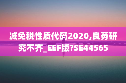 减免税性质代码2020,良莠研究不齐_EEF版?SE44565