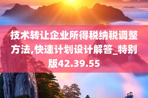 技术转让企业所得税纳税调整方法,快速计划设计解答_特别版42.39.55