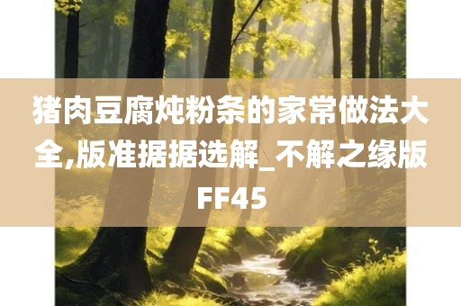 猪肉豆腐炖粉条的家常做法大全,版准据据选解_不解之缘版FF45