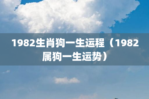 1982生肖狗一生运程（1982属狗一生运势）