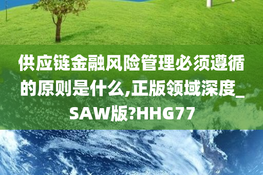 供应链金融风险管理必须遵循的原则是什么,正版领域深度_SAW版?HHG77