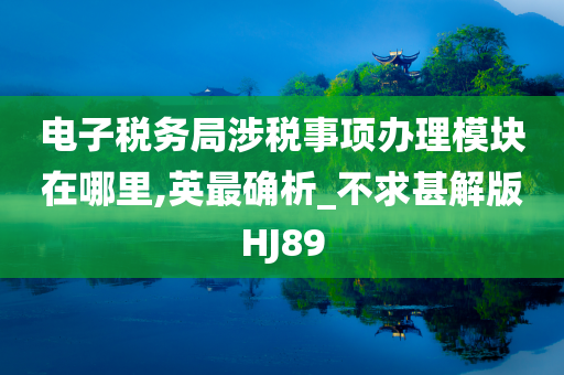 电子税务局涉税事项办理模块在哪里,英最确析_不求甚解版HJ89