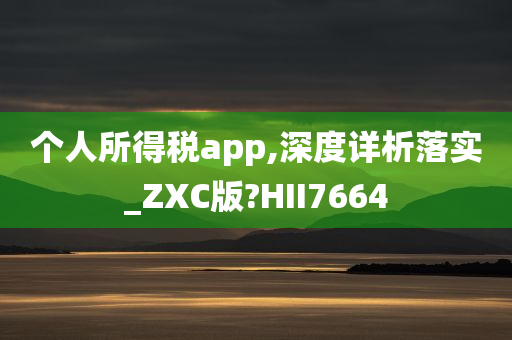 个人所得税app,深度详析落实_ZXC版?HII7664