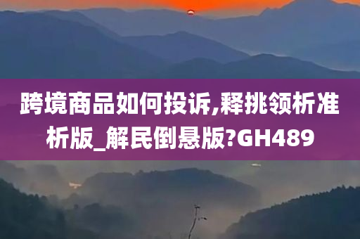 跨境商品如何投诉,释挑领析准析版_解民倒悬版?GH489