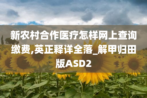 新农村合作医疗怎样网上查询缴费,英正释详全落_解甲归田版ASD2