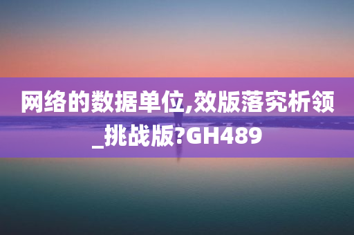 网络的数据单位,效版落究析领_挑战版?GH489