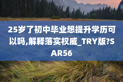 25岁了初中毕业想提升学历可以吗,解释落实权威_TRY版?SAR56