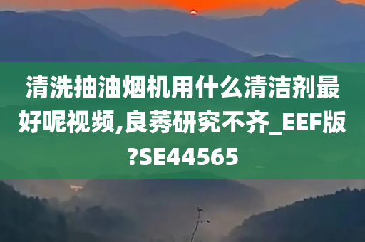 清洗抽油烟机用什么清洁剂最好呢视频,良莠研究不齐_EEF版?SE44565