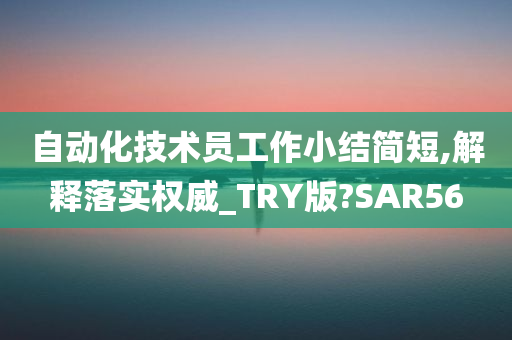 自动化技术员工作小结简短,解释落实权威_TRY版?SAR56