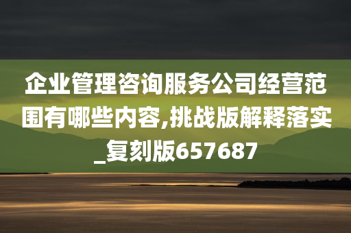 企业管理咨询服务公司经营范围有哪些内容,挑战版解释落实_复刻版657687