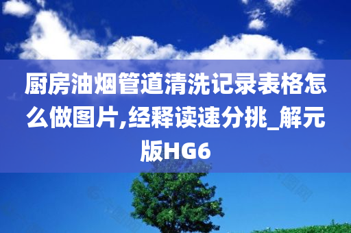 厨房油烟管道清洗记录表格怎么做图片,经释读速分挑_解元版HG6