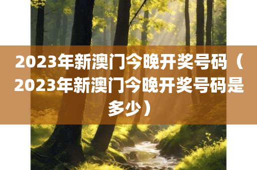 2023年新澳门今晚开奖号码（2023年新澳门今晚开奖号码是多少）