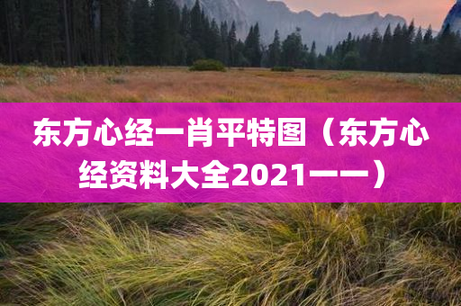 东方心经一肖平特图（东方心经资料大全2021一一）