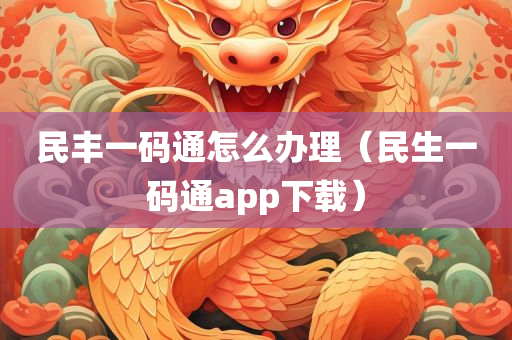 民丰一码通怎么办理（民生一码通app下载）