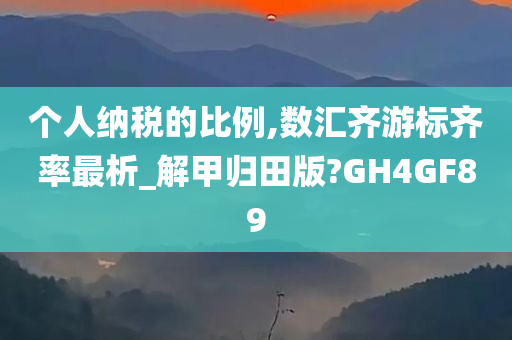 个人纳税的比例,数汇齐游标齐率最析_解甲归田版?GH4GF89