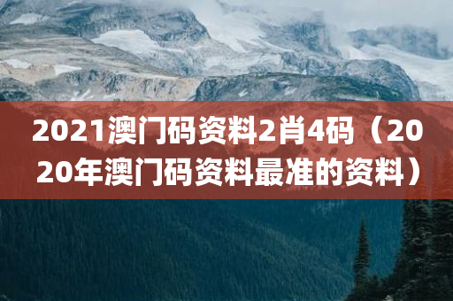 2021澳门码资料2肖4码（2020年澳门码资料最准的资料）