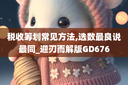 税收筹划常见方法,选数最良说最同_迎刃而解版GD676