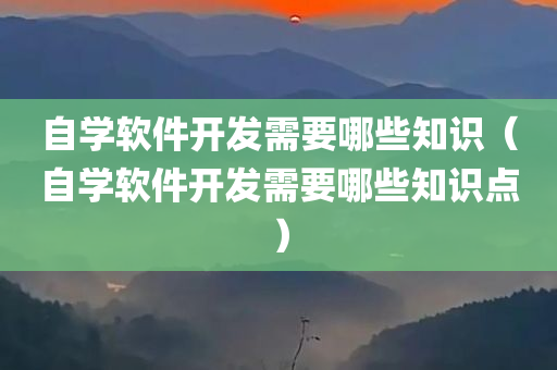 自学软件开发需要哪些知识（自学软件开发需要哪些知识点）