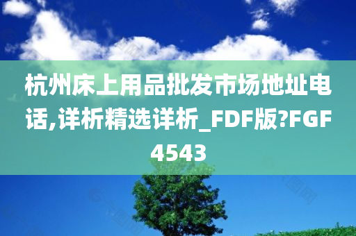 杭州床上用品批发市场地址电话,详析精选详析_FDF版?FGF4543