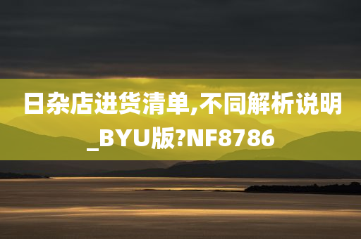 日杂店进货清单,不同解析说明_BYU版?NF8786