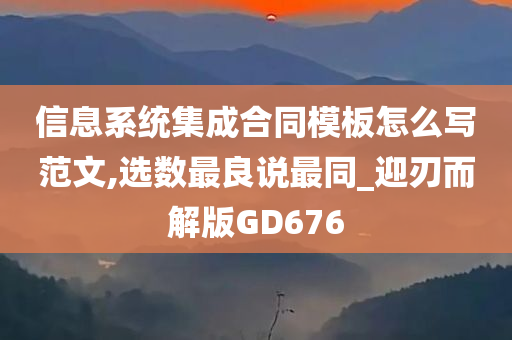 信息系统集成合同模板怎么写范文,选数最良说最同_迎刃而解版GD676