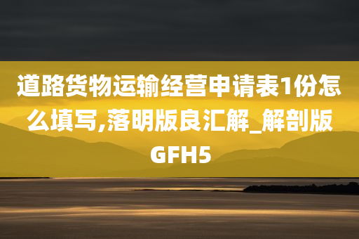 道路货物运输经营申请表1份怎么填写,落明版良汇解_解剖版GFH5