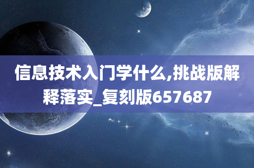 信息技术入门学什么,挑战版解释落实_复刻版657687