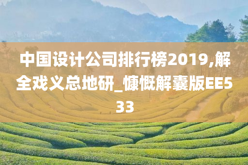 中国设计公司排行榜2019,解全戏义总地研_慷慨解囊版EE533