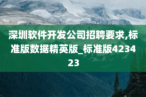 深圳软件开发公司招聘要求,标准版数据精英版_标准版423423