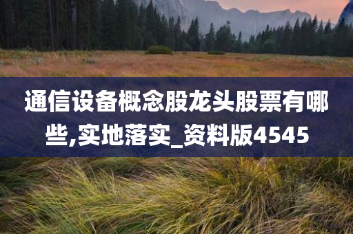 通信设备概念股龙头股票有哪些,实地落实_资料版4545