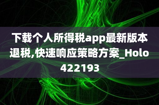 下载个人所得税app最新版本退税,快速响应策略方案_Holo422193