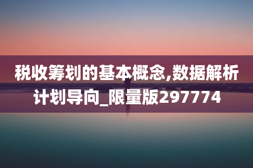 税收筹划的基本概念,数据解析计划导向_限量版297774