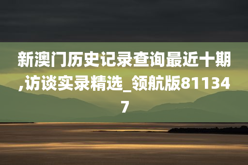 新澳门历史记录查询最近十期,访谈实录精选_领航版811347