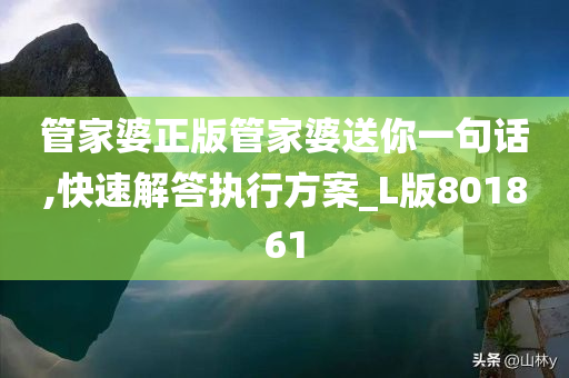 管家婆正版管家婆送你一句话,快速解答执行方案_L版801861