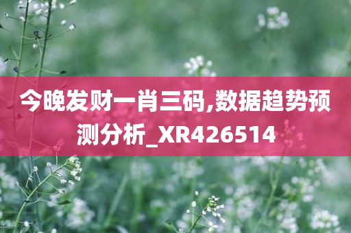 今晚发财一肖三码,数据趋势预测分析_XR426514