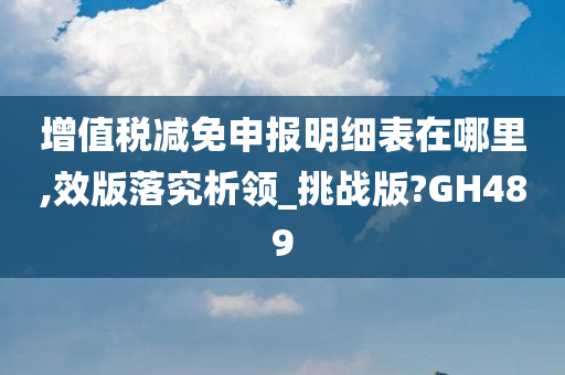 增值税减免申报明细表在哪里,效版落究析领_挑战版?GH489