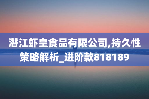 潜江虾皇食品有限公司,持久性策略解析_进阶款818189