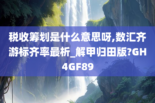 税收筹划是什么意思呀,数汇齐游标齐率最析_解甲归田版?GH4GF89