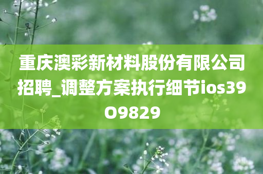 重庆澳彩新材料股份有限公司招聘_调整方案执行细节ios39O9829