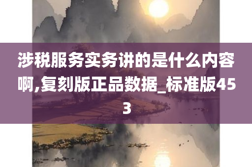 涉税服务实务讲的是什么内容啊,复刻版正品数据_标准版453