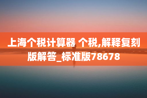 上海个税计算器 个税,解释复刻版解答_标准版78678