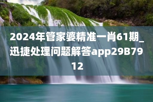 2024年管家婆精准一肖61期_迅捷处理问题解答app29B7912