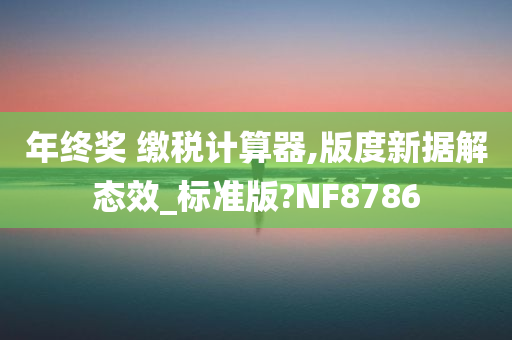 年终奖 缴税计算器,版度新据解态效_标准版?NF8786