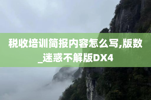 税收培训简报内容怎么写,版数_迷惑不解版DX4