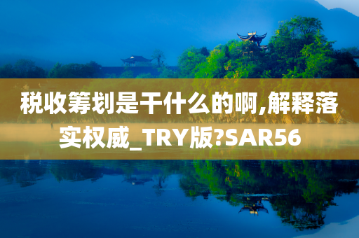 税收筹划是干什么的啊,解释落实权威_TRY版?SAR56