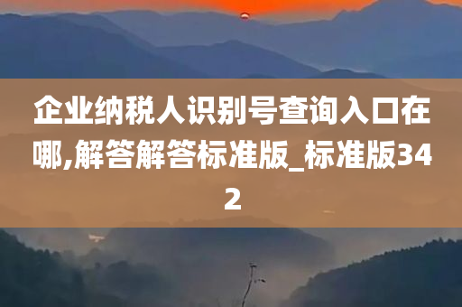 企业纳税人识别号查询入口在哪,解答解答标准版_标准版342