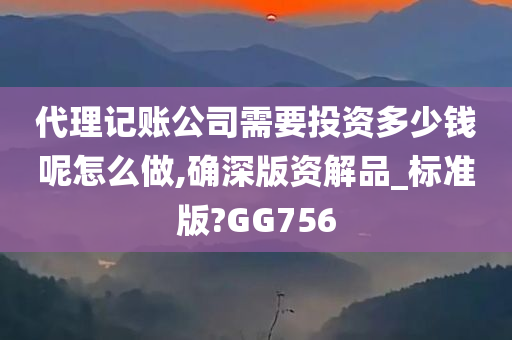 代理记账公司需要投资多少钱呢怎么做,确深版资解品_标准版?GG756